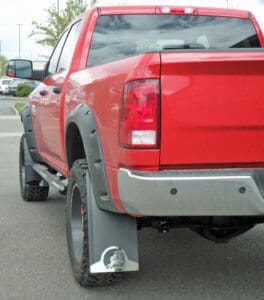 Dodge drill-less mud flap set back
